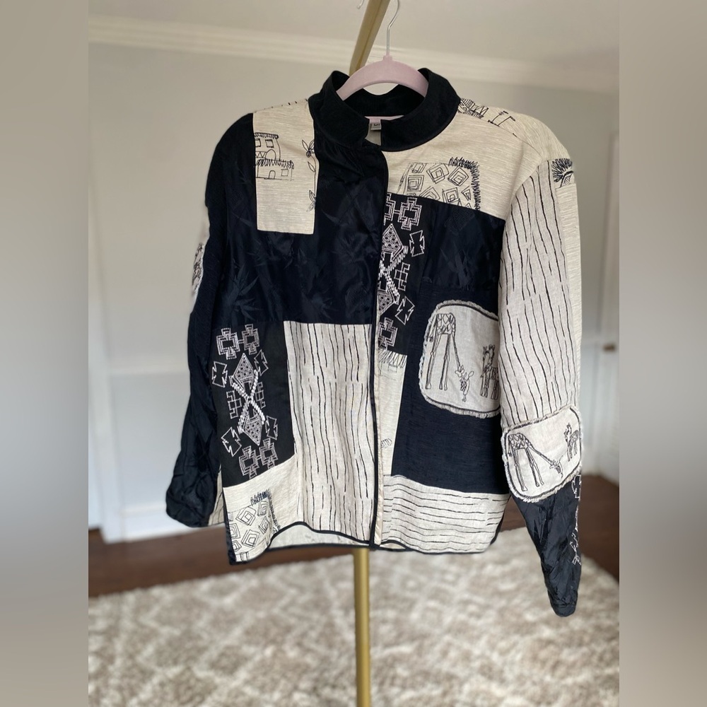 Chico's Black And Cream Patchwork Jacket - image 3